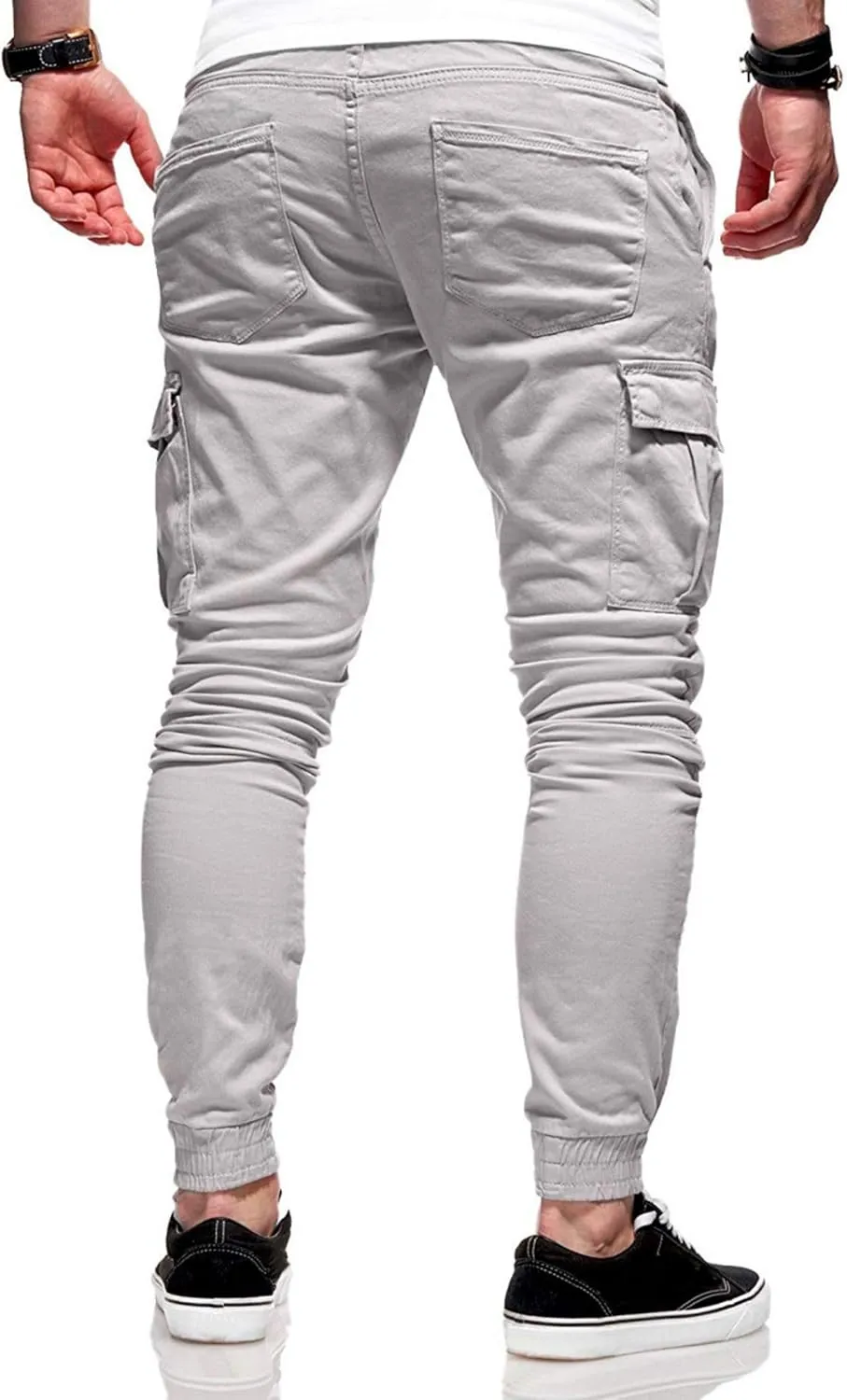 ZWRXW Sweatpants for Men Casual Joggers Chino Cargo Pants Drawstring Elastic Waist Hiking Outdoor Twill Track Trousers